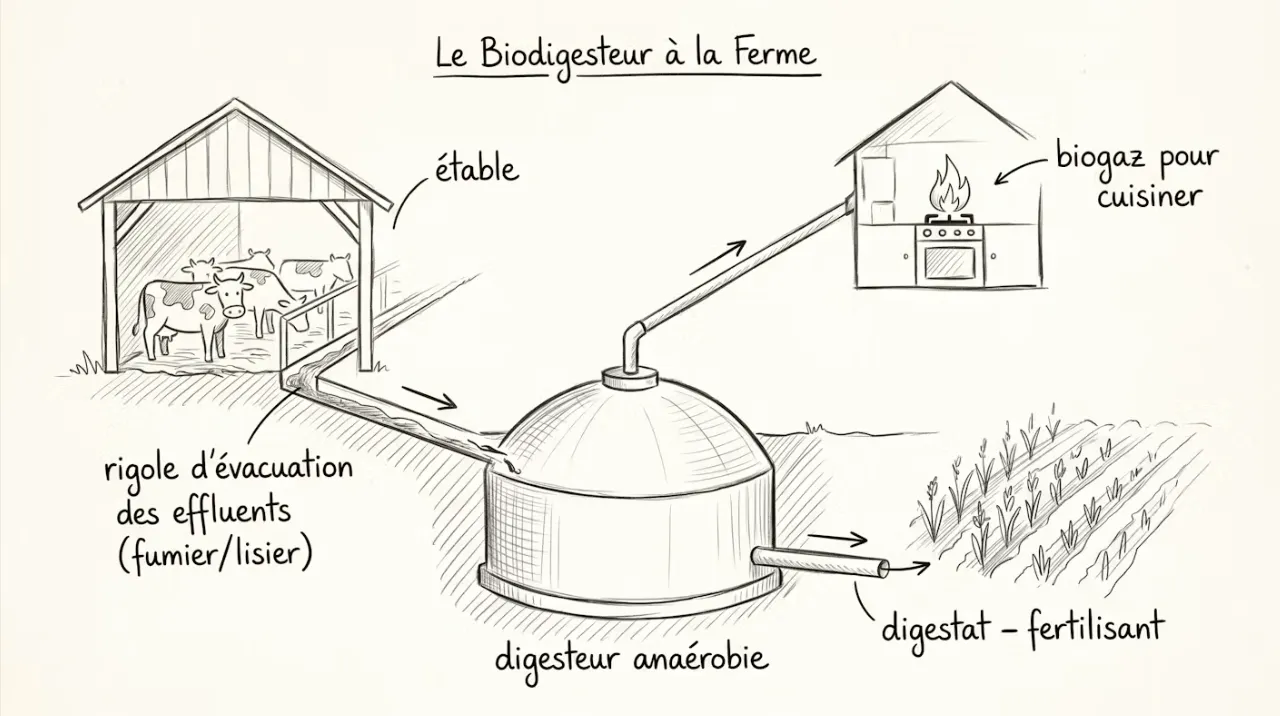 Fonctionnement d'un biodigesteur